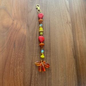 Colorful Beaded Bag Charm Keychain with Heart Charm